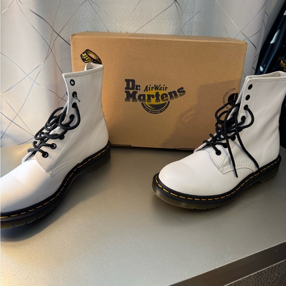 Dr. Martens White Boots with Black Laces